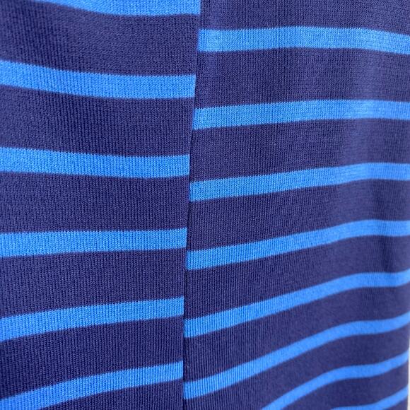 Peter Som Design Nation Blue Stripe Dress Fit & Flair Jersey Knit V-Neck Size 8 - Picture 5 of 10